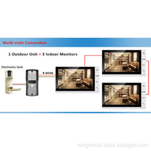 9'' Video Surveillance Systems with CMOS 700TVL Camera, Room to Room Intercom